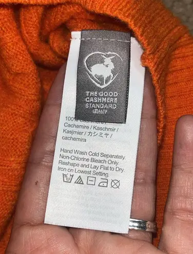 J.Crew  Cashmere Cable-Knit Henley Short Sleeve Sweater Heather Pumpkin XL