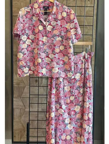 Vtg Crazy Horse 2 Piece Set Sz 14 Top & Maxi Skirt Floral Pink