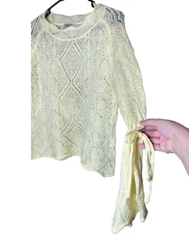 Honey & T Yellow Knit Bell Tie Sleeve Sweater Size Large