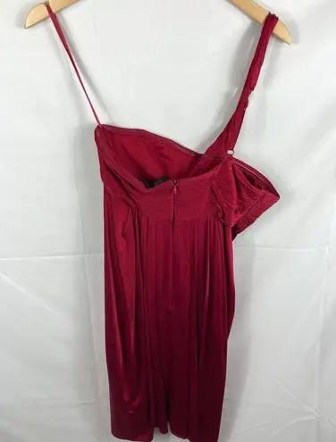 BCBGMAXAZRIA  one shoulder deep red satin cocktail dress