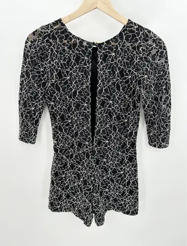 DV Dolce Vita Black Cream Floral Print 3/4 Sleeve Romper Women's Size X