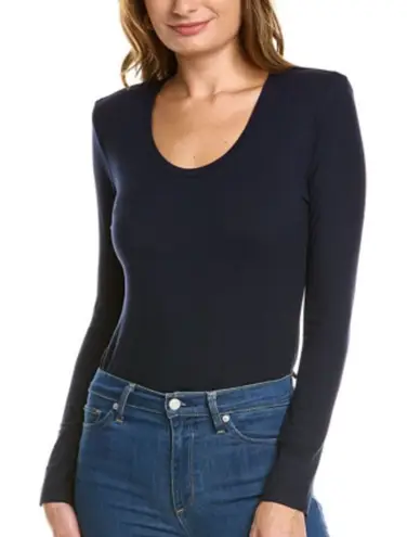 Elie Tahari Scoop Neck Ribbed Bodysuit Black Large NWT $110