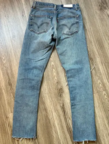 RE/DONE Levi's High Waisted Button Fly Straight Leg Ripped Jeans Size 26