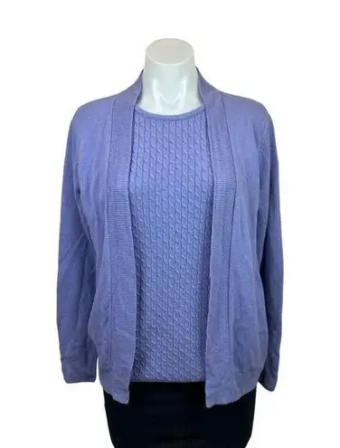 Bromley Vintage Purple Faux Cardigan Sweater Pullover Connected 2 piece set Top Size 8