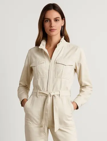 Alex Mill Expedition Women's White Belted Long Sleeve Skinny Overalls Jumpsuit S