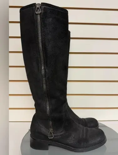 Jimmy Choo Doreen Rugged Suede Knee High Zipper Detail Boots Black 38.5/8.5