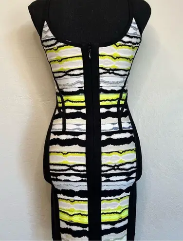 Herve Leger Rachael Striped Ripple Bandage Dress S