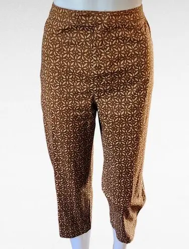 Coldwater Creek Brown & Cream Mosaic Print Flat Front Crops Size 4