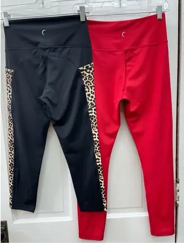 Zyia 2 NWT Active Leopard pocket hi-rise, red athletic leggings women's 6 8