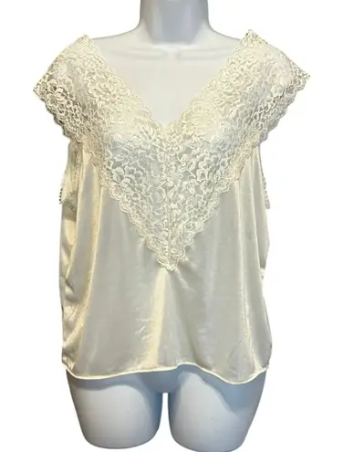 VTG Y2K Collections ETC M Lace Slip Top Satiny Cottagecore Romantic Coquette Size M