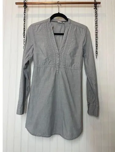 Esprit Gray 100% Cotton Long Sleeve Pintucked Pleated Mini Dress Size S