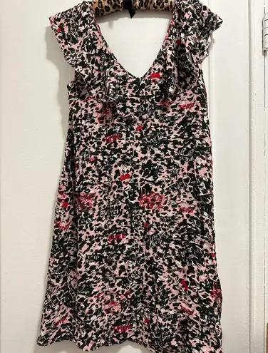 Zadig & Voltaire Dress Texas Disco Fever Skeletons Pink Black Red Ruffles L