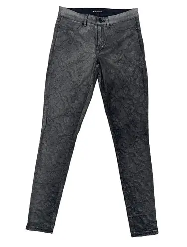 Elie Tahari Azella Skinny Coated Jeans Textured Charcoal Gray Women’s Size 26