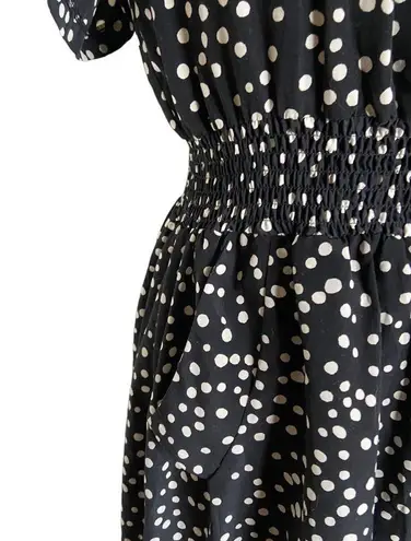 Beat Womens Dress Size XS Black White Polka Dot Pockets Fun Flirty Short Vintage