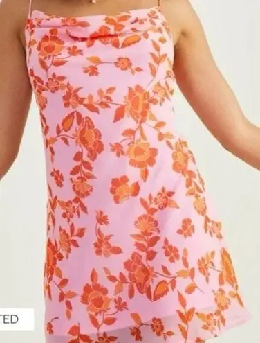 Altar'd State Altar’d State Pink and Orange Floral Lined Mini Dress Size Large