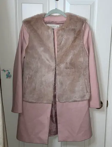 ZARA Pink Wool Fur Peacoat small