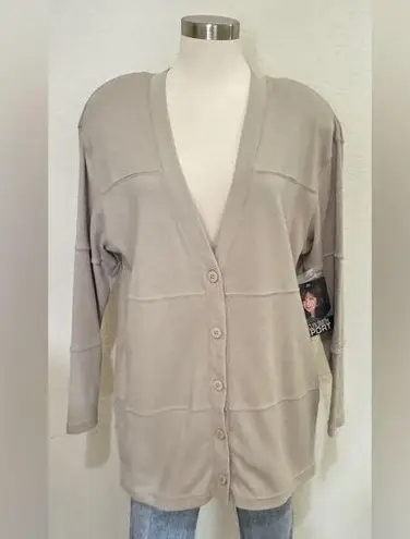 Vintage Jaclyn Smith Cardigan large NWT neutral minimalist layering oversized Tan Size 12