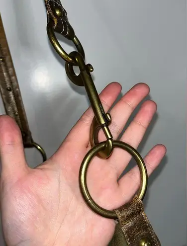 Kathy Van Zeeland Studded Olive Green/Gold Speckled Y2k Messenger Crossbody Bag