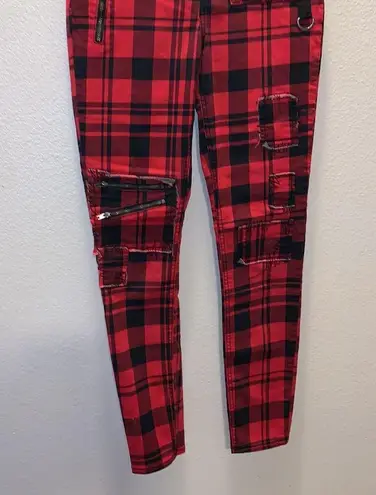 Blackheart Hot Topic Red & Black Plaid Super Skinny Pants