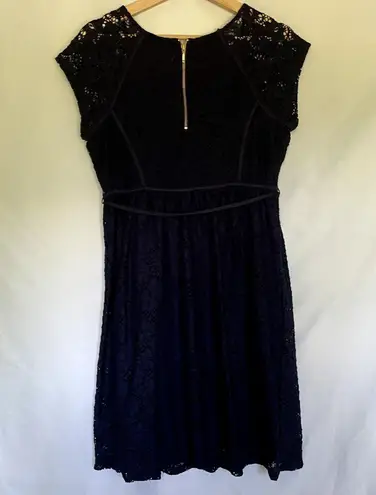 Motherhood navy blue lace dress midi women's size M nylon summer lightweight