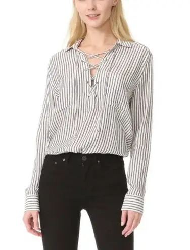 The Kooples Striped Lace Up Blouse