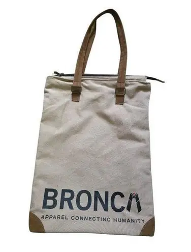 Bronca Tote Canvas Bag White Brown Handles Apparel Connecting Humanity Uruguay Size M