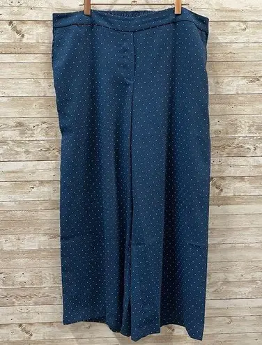 J. Jill Womens XL *READ Pants Wide Leg Pull On Comfort Blue AOP White Polka Dots