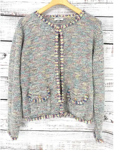 Sioni Women's Tweed Boucle Textured Cardigan Open Front Sweater Blazer XL Twee