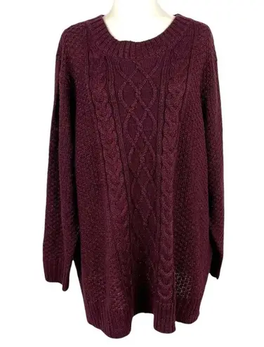 Lane Bryant  Cable Knit Shimmer Metallic Pullover Sweater in Purple Size 22/24