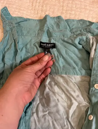 About A Girl XS Dark Sky Blue Long Sleeve Button Up