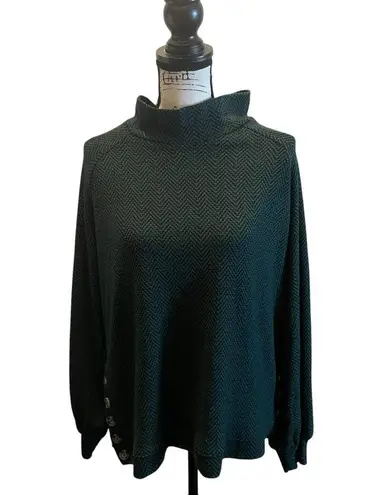 Como Blu Turtleneck Knit top Green black size Large Balloon sleeve mock neck