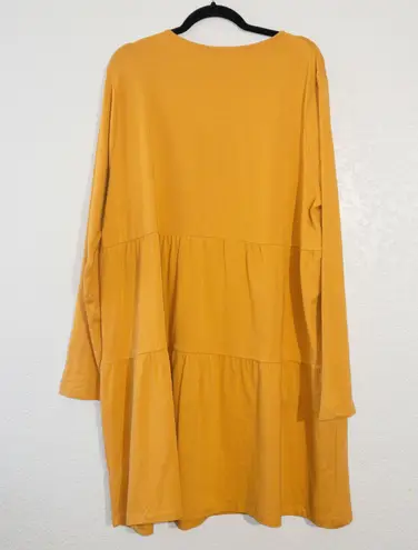 Nasty Gal NWT  Mustard Long Sleeve Tiered Smock Dress Size 22