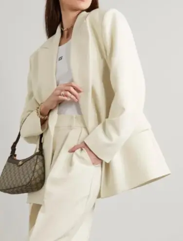 The Frankie Shop Corrin Grain de Poudre Ivory White Oversized Blazer Large $400