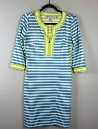 Gretchen Scott Dress XS The Hinckley Stripe Split Neck Short Shift Retro Preppy