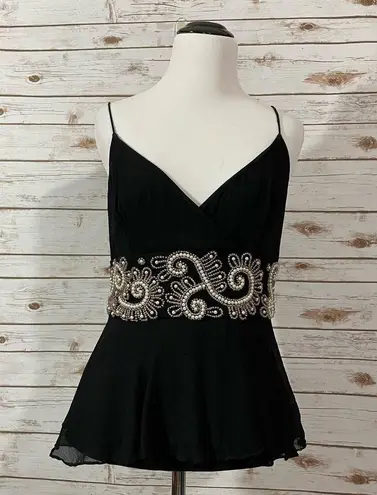 Night Way Collections Embellished Cami Top - Black - Large