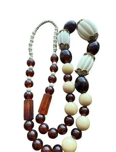 Women's Vintage Bakelite Necklace Beads 30 Inch Jewelry Bohemian Accessories Brown
