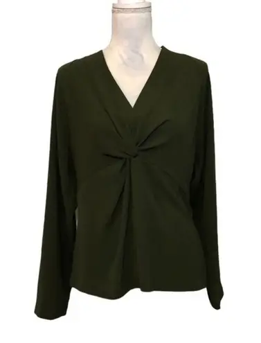 Prologue NWT Olive Green Twist-Front V-Neck Blouse Top New