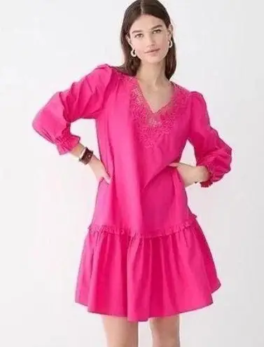 J. Crew Barbie Pink Eyelet Trim V