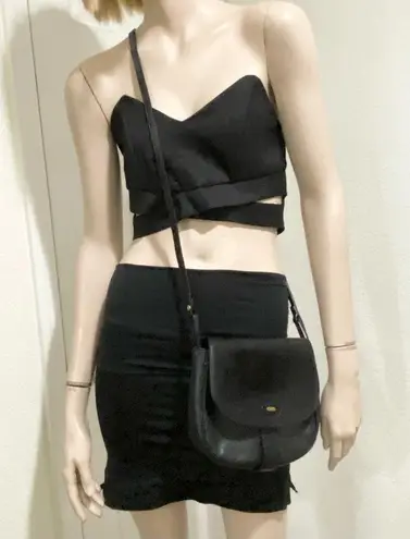 Vintage BALLY Black Leather Crossbody Bag