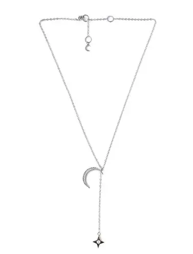 The Moon Lili Claspe Silver Tone Rope Star Lariat Necklace Box of Style