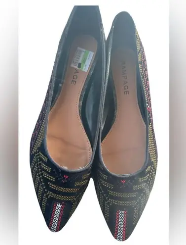 Rampage  FLATS Size 9.5 slip on flats embroidered pointy toe multicolor Aztec