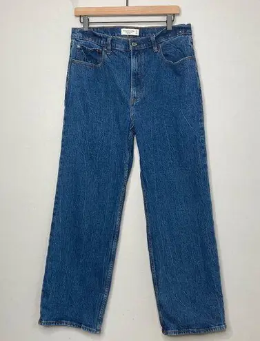 Abercrombie & Fitch The 90s Relaxed Jean High Rise 31 Short Dark Blue Classic