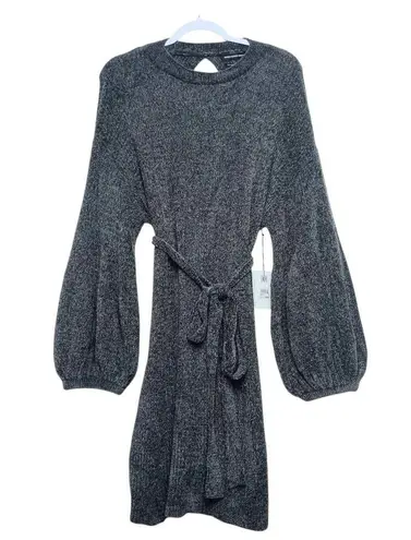 Something Navy Sweater Dress Knit Shimmer Gray Silver Metallic Size LARGE New