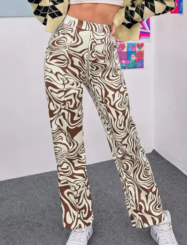 SheIn Brown Swirl Pattered Pants