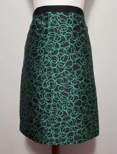 Doncaster emerald & black jacquard geo pencil skirt size 8