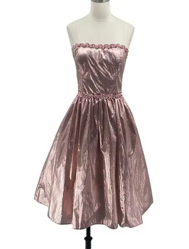 Gunne Sax Vintage Jessica McClintock Dress Fit & Flare Metallic Pink Womens XS