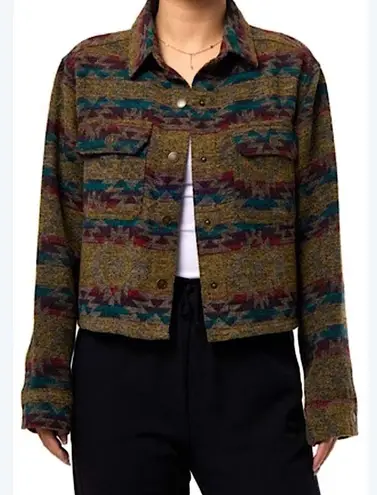 Boom Boom Jeans Aztec jacquard pattern cropped Pendleton style Santa Fe BBJ southwestern design