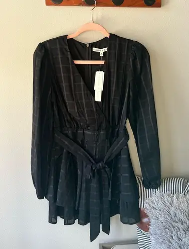 Allison & Kelly Plaid Long Sleeve Black Romper Size Snap NWT