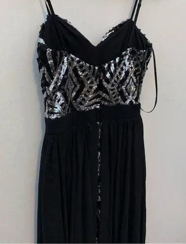 City Studio Black Silver Sequin Mini Dress With Train Formal Prom Homecoming Size undefined