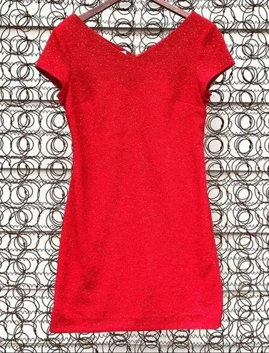 Vintage 90s David Warren red sparkle sheath dress 10